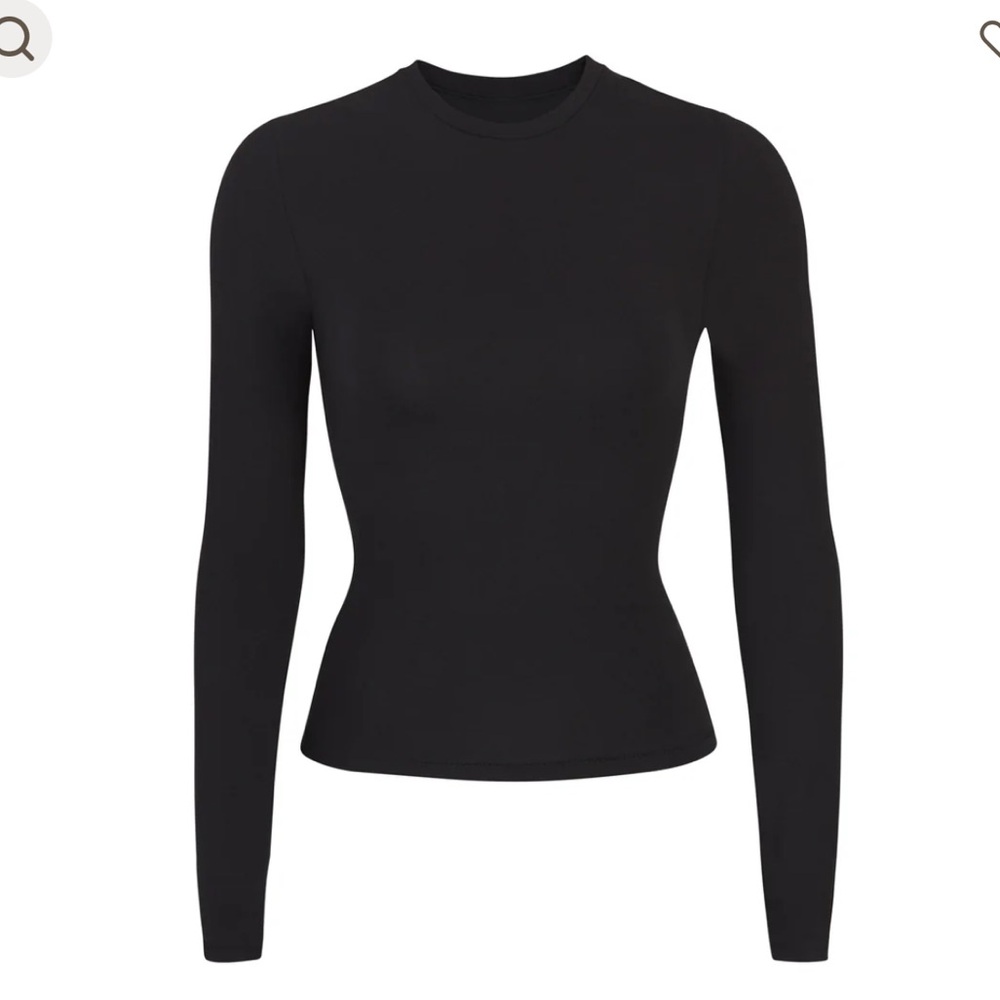 NWOT SKIMS Cotton Jersey Long Sleeve T-Shirt (Soot) - Picture 4 of 5